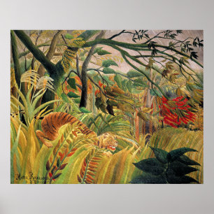 Póster Tigre en una tormenta tropical por Rousseau