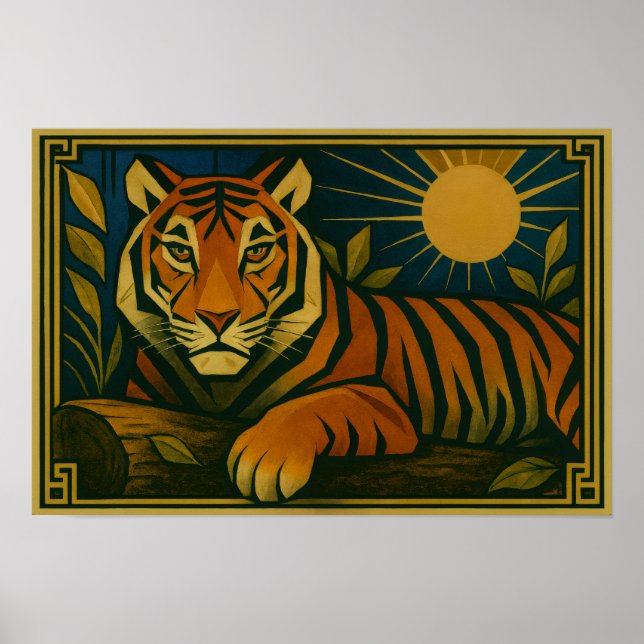 Póster Tigre estilizado en el marco ornamental del arreba (Frente)