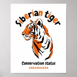 Póster Tigre fresco gato grande en peligro de extinción d