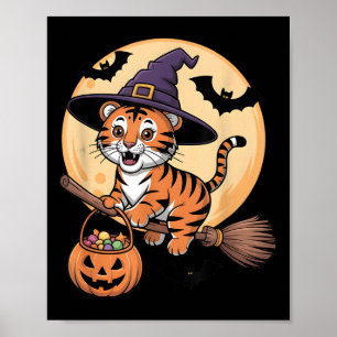 Póster Tigre Gorra Calabaza Halloween Vestidos Hombres Mu