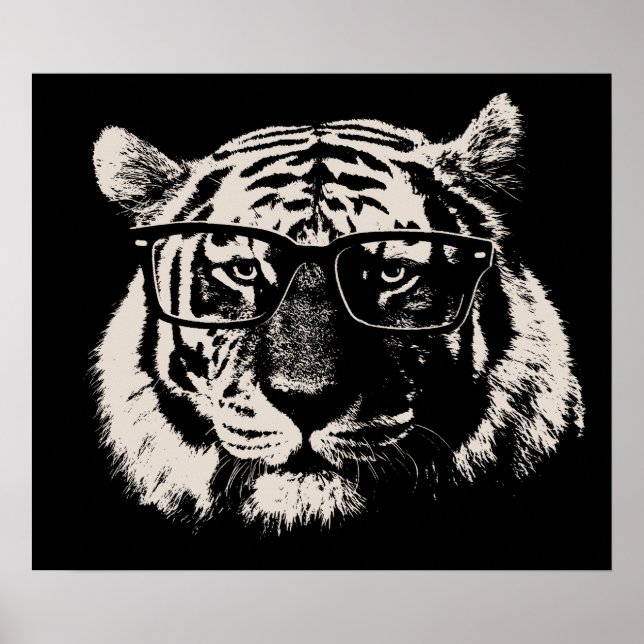 Póster Tigre Hipster Con Gafas (Frente)