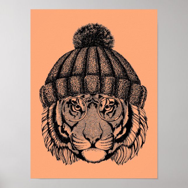 Póster Tigre listo para la moda del invierno (Frente)