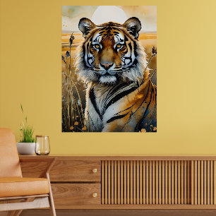 Póster Tigre majestuoso en acuarela