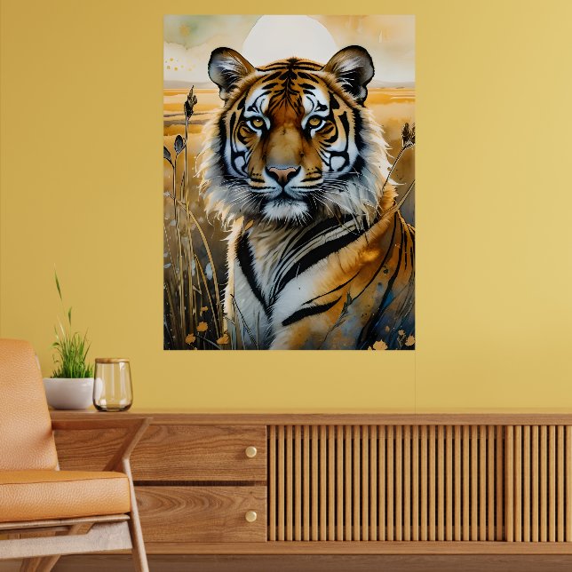 Póster Tigre majestuoso en acuarela (Salón 2)