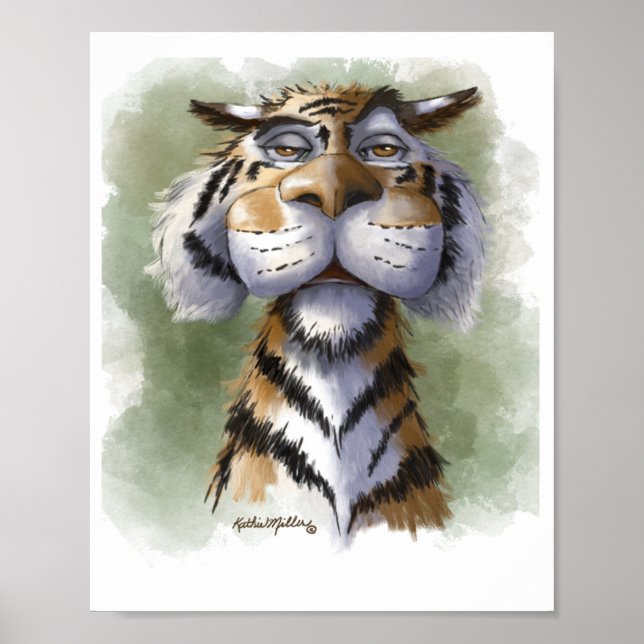 Póster Tigre Molesto Dibujos Animados (Frente)