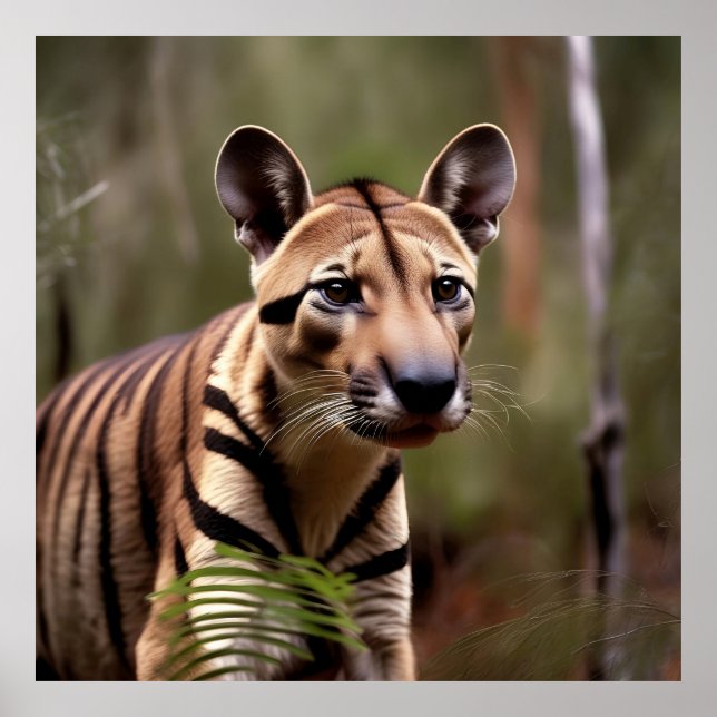 Póster Tigre nativo australiano de Tasmania (Frente)