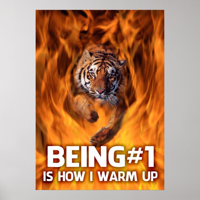 Póster Tigre saltando por las llamas (Frente)