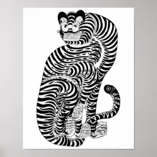 Póster Tigre talismaníaco vintage pequeño