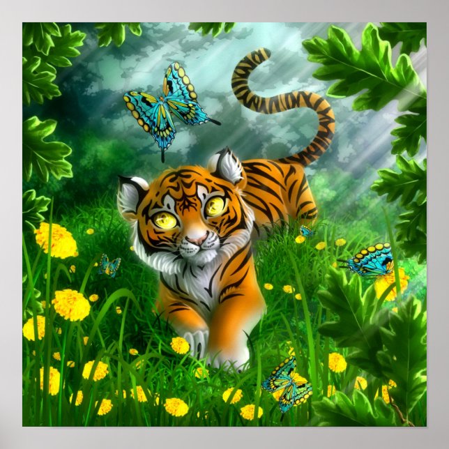 Póster Tigre y mariposas (Frente)