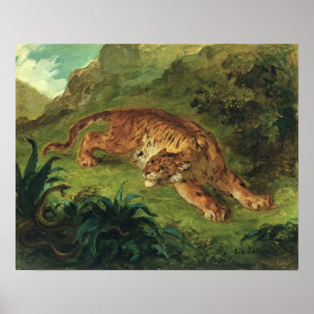 Póster Tigre y serpiente, 1858 (Frente)