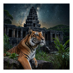 Póster Tigre y templo