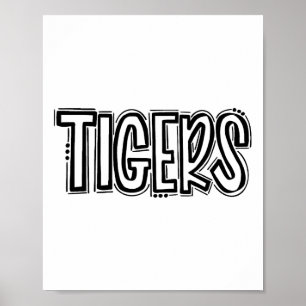 Póster Tigres chapotean espíritu escolar naranja negro Fo