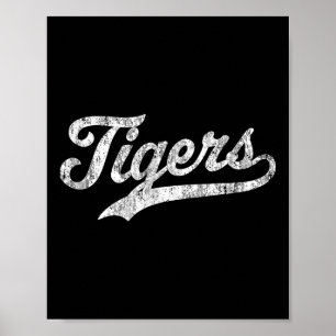 Póster Tigres Mascota T Shirt Vintage Sports Name Tee Des