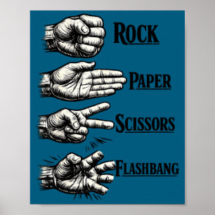 Póster Tijera papel piedra flashbang divertido meme gif d
