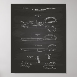 Póster Tijeras 1899 Patent Art Chalkboard