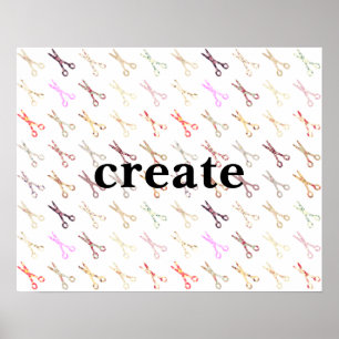 Póster Tijeras florales onduladas crean flor