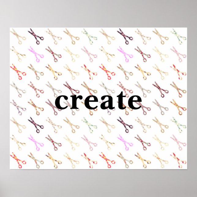 Póster Tijeras florales onduladas crean flor (Frente)