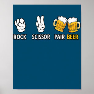 Póster Tijeras Roca Par De Cerveza Divertido Lema De Fies