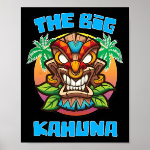 Póster Tiki Big Kahuna Divertido Día del Padre Hawaiano V