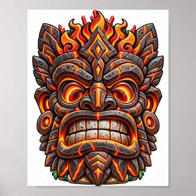 Póster Tiki de Brasa Tallada (Frente)