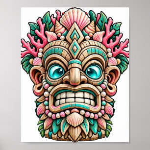 Póster Tiki de Coral Rosa