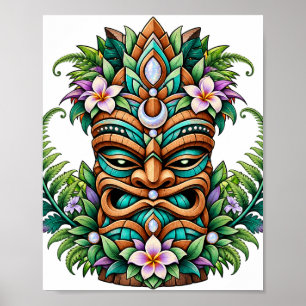 Póster Tiki de Helecho de Loto