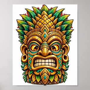 Póster Tiki de Hibisco Explosión de Sol