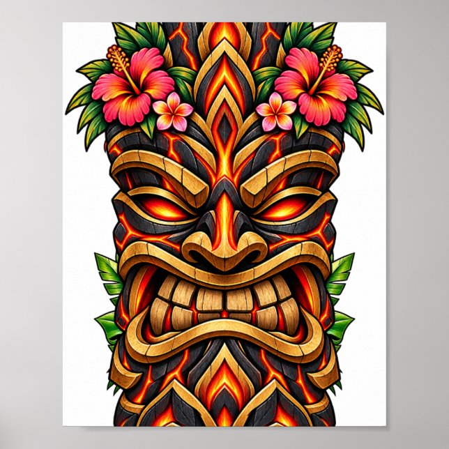 Póster Tiki de Piedra de Lava (Frente)