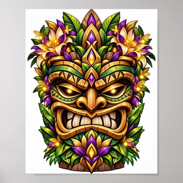 Póster Tiki de Pluma Magenta (Frente)