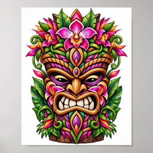 Póster Tiki Escudo de Orquídea