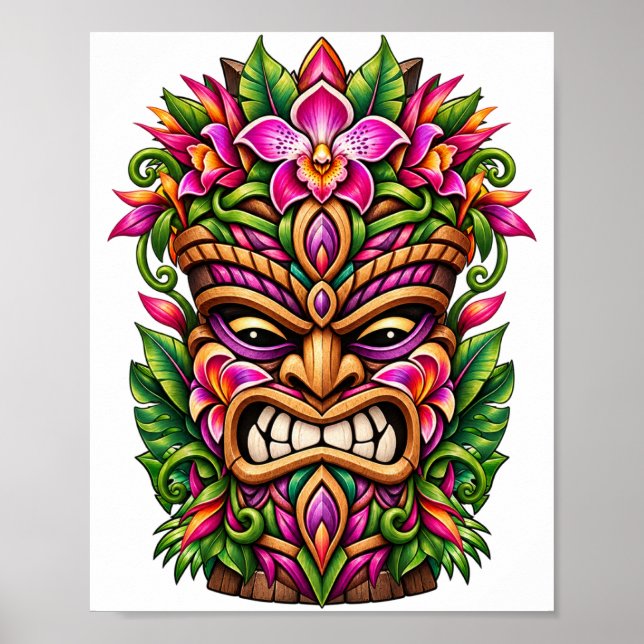 Póster Tiki Escudo de Orquídea (Frente)