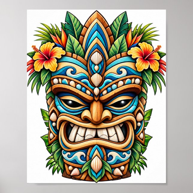 Póster Tiki Flor de Espuma de Mar (Frente)