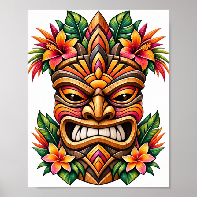 Póster Tiki Hibiscus Sunset (Frente)