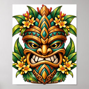 Póster Tiki Parrot Bloom