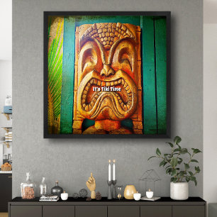 Póster "Tiki Time" Fiernes, Vintage, Retro, Wood Tiki Fac
