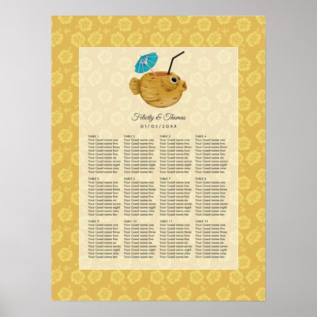 Póster Tiki Time Luau Summer Beach Wedding (Frente)