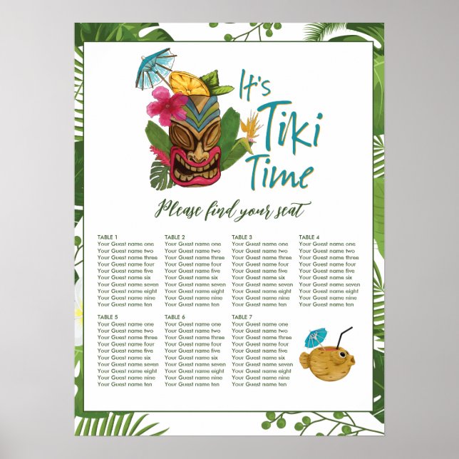 Póster Tiki Time Luau Summer Beach Wedding (Frente)