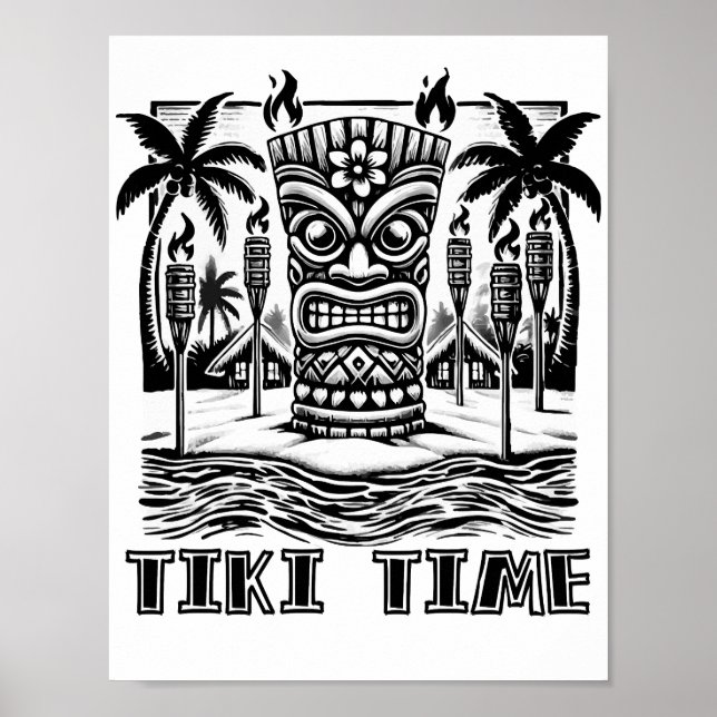 Póster Tiki Time - Vibes de la isla de Hawaii (Frente)