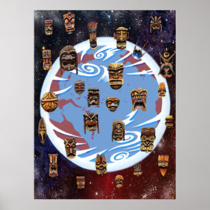 Póster Tikis sobre la Tierra