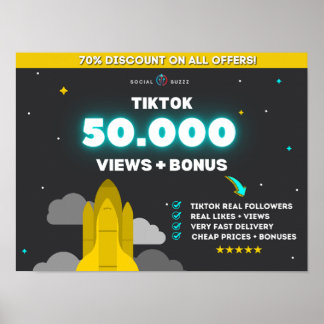 Póster Tiktok 50K views + 10K like | Comprar a Tiktok Fol