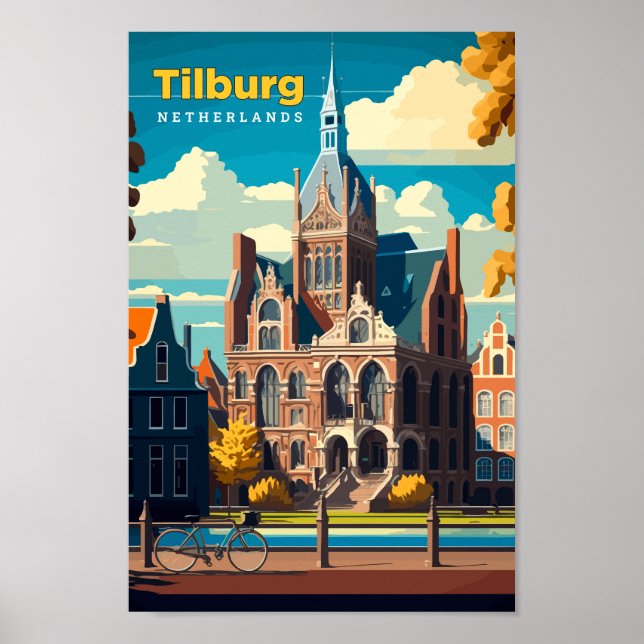 Póster Tilburg Países Bajos Viaje Art Vintage (Frente)