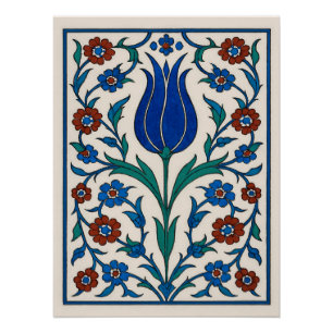 Póster Tile floral otomano - Diseño tradicional de tulipa