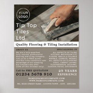 Póster Tiling Trowel, Floorer, Tile Installer Advertising