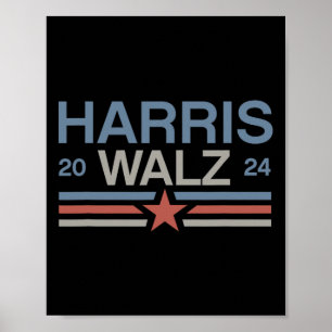 Póster Tim Walz 2024 Retro Stripes Kamala Harris Waltz 20