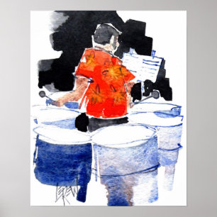 Póster Timbal de Acero Bajista / Artista Larry Lerew