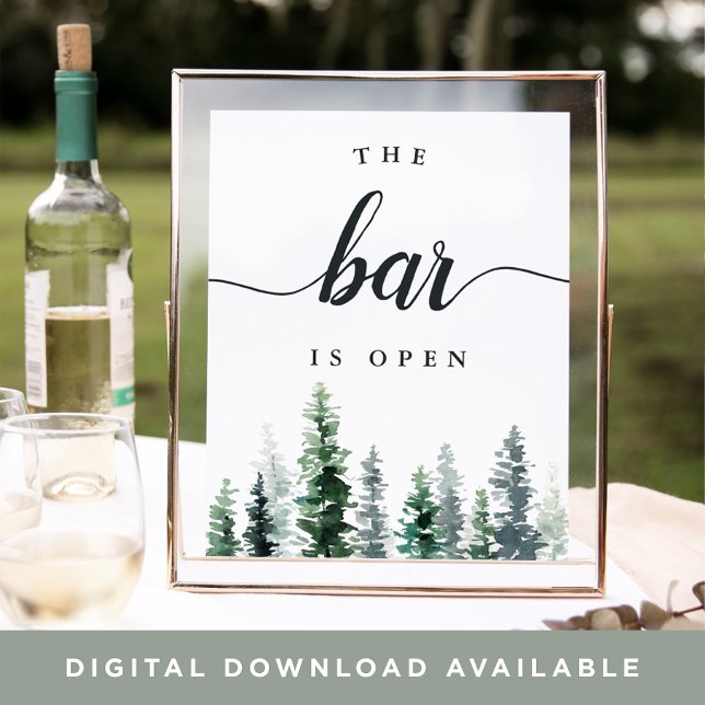 Póster Timber Grove "El bar está abierto" Rótulo Boda (Subido por el creador)