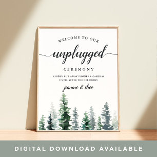 Póster Timber Grove Unplugged Wedding Ceremony Sign