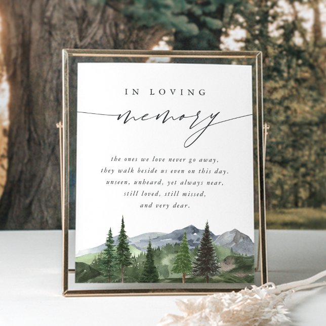 Póster Timberline | Mountain Forest Wedding Memorial Sign (Subido por el creador)