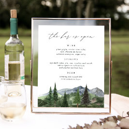 Póster Timberline | Mountain Wedding Bar Menu Sign