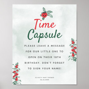 Póster Time Capsule Baby Shower aconseja Tomate Rústico